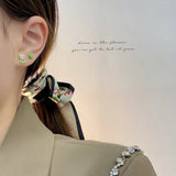 6Pairs Purple Green Flower Tulip Bow Cherry Weekly Stud Earrings Set
