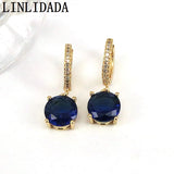 6 Pairs Colorful Crystal Zircon Hoop Earrings, Geometric Dainty Women Jewelry