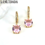 6 Pairs Colorful Crystal Zircon Hoop Earrings, Geometric Dainty Women Jewelry