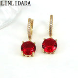 6 Pairs Colorful Crystal Zircon Hoop Earrings, Geometric Dainty Women Jewelry