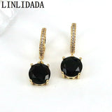 6 Pairs Colorful Crystal Zircon Hoop Earrings, Geometric Dainty Women Jewelry