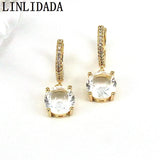 6 Pairs Colorful Crystal Zircon Hoop Earrings, Geometric Dainty Women Jewelry