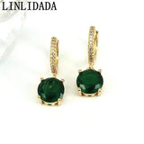 6 Pairs Colorful Crystal Zircon Hoop Earrings, Geometric Dainty Women Jewelry