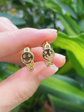 6Pairs Plated Cuban Chain Smile Face Small Hoop Earrings Women Girl