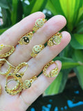 6Pairs Plated Cuban Chain Smile Face Small Hoop Earrings Women Girl