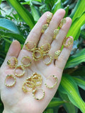 6Pairs Plated Cuban Chain Smile Face Small Hoop Earrings Women Girl