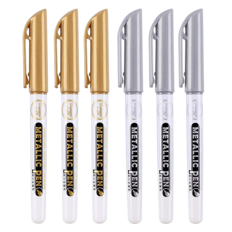 6Pc Silver Epoxy Resin Drawing Pen Metallic Marker
