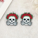 6Pc Middle Finger Skull Charms for Halloween Horror DIY Making