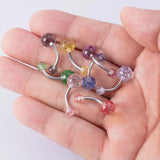 6Pcs 14G Stainless Steel Women Navel Bars Crystal Acrylic Glitter Double Pearl