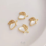 6Pcs 14K Copper Sea Shell Butterfly Charms DIY Jewelry Findings