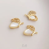 6Pcs 14K Copper Sea Shell Butterfly Charms DIY Jewelry Findings