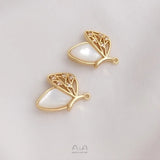 6Pcs 14K Copper Sea Shell Butterfly Charms DIY Jewelry Findings