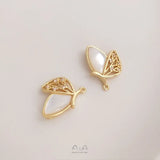 6Pcs 14K Copper Sea Shell Butterfly Charms DIY Jewelry Findings