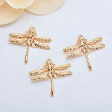 6Pcs 18K Plated Brass Dragonfly Charms for Jewelry Making DIY