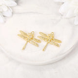 6Pcs 18K Plated Brass Dragonfly Charms for Jewelry Making DIY
