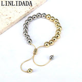 6Pcs Silver Plated Beaded Charm Bracelets Jewelry