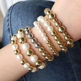 6Pcs Silver Plated Beaded Charm Bracelets Jewelry