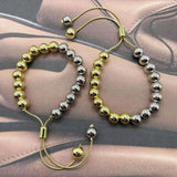 6Pcs Silver Plated Beaded Charm Bracelets Jewelry