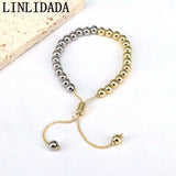 6Pcs Silver Plated Beaded Charm Bracelets Jewelry