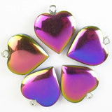 6Pcs 20x5mm Rainbow Hematite Heart Beads
