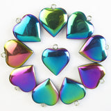 6Pcs 20x5mm Rainbow Hematite Heart Beads