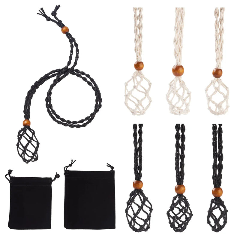 6Pcs Adjustable Stone Holder Wax Rope Necklace Making Set