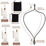 6Pcs Adjustable Stone Holder Wax Rope Necklace Making Set