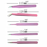 6Pcs Anti-Static Steel Tweezers Set for Electronics Jewelry