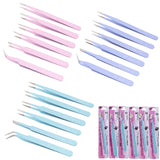 6Pcs Anti-Static Steel Tweezers Set for Electronics Jewelry