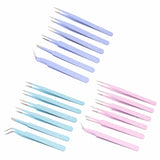 6Pcs Anti-Static Steel Tweezers Set for Electronics Jewelry