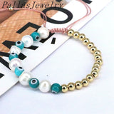 Boho Colorful Eye Round Bracelet Jewelry Copper Plated Beaded Bracelets