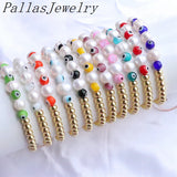Boho Colorful Eye Round Bracelet Jewelry Copper Plated Beaded Bracelets