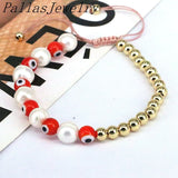 Boho Colorful Eye Round Bracelet Jewelry Copper Plated Beaded Bracelets