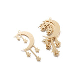 6Pcs Brass Moon Star Charms Pendant DIY Jewelry Making
