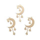 6Pcs Brass Moon Star Charms Pendant DIY Jewelry Making