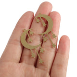 6Pcs Brass Moon Star Charms Pendant DIY Jewelry Making