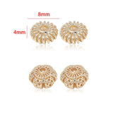 6Pcs Brass 14K Plated Hollow Flat Round Beads Jewelry Making Spacer Beads