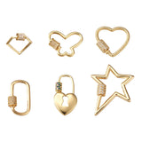 6Pcs Brass CZ Carabiner Lock Charms for DIY Jewelry
