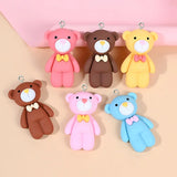 6Pcs Bow Bear Resin Charms for DIY Jewelry Making