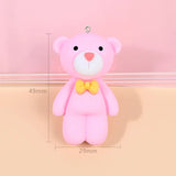 6Pcs Bow Bear Resin Charms for DIY Jewelry Making