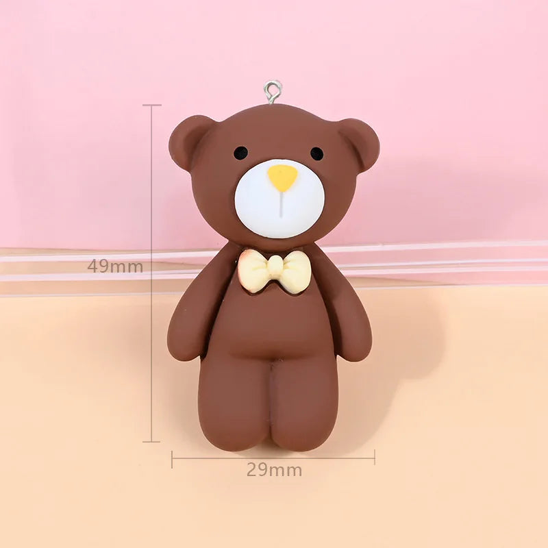 6Pcs Bow Bear Resin Charms for DIY Jewelry Making