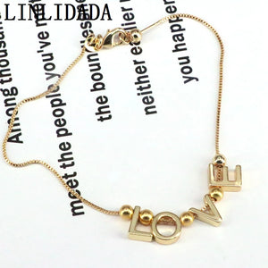 6Pcs Charm Metal Anklet Bracelet Love Word Foot Jewelry