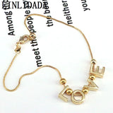 6Pcs Charm Metal Anklet Bracelet Love Word Foot Jewelry