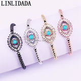 6Pcs Women's Bracelets CZ Zirconia Eye Beads Macrame Bracelets