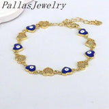 Colorful Enamel CZ Zirconia Heart Eye Bracelets Link Chain For Women