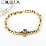 6Pcs Colorful Lampwork Glass Eye Round Bracelet Beaded Bracelets for Women