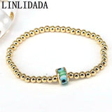 6Pcs Colorful Lampwork Glass Eye Round Bracelet Beaded Bracelets for Women