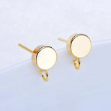 6Pcs Copper 14K Plated Round Stud Earring Hooks DIY Jewelry Findings
