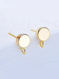 6Pcs Copper 14K Plated Round Stud Earring Hooks DIY Jewelry Findings