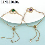 6Pcs Copper Zircon Crystal Heart Tennis Bracelets For Women